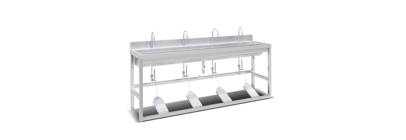 304SS Veterinary Foot‑Operated Surgical Scrub Sink