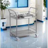 304ss Double-Tier Veterinary Instrument Trolley